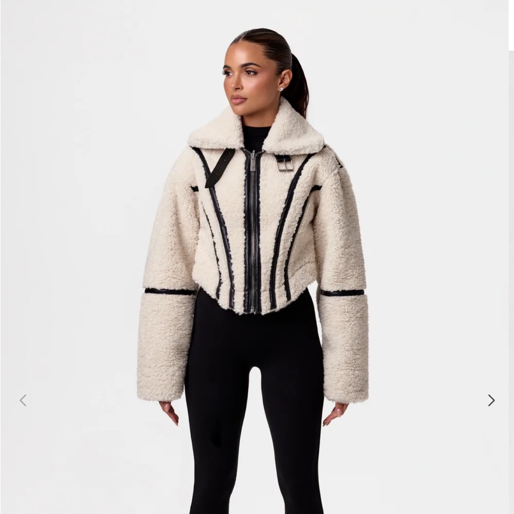 Naked Wardrobe vegan leather and Sherpa reversible jacket. Worn once!